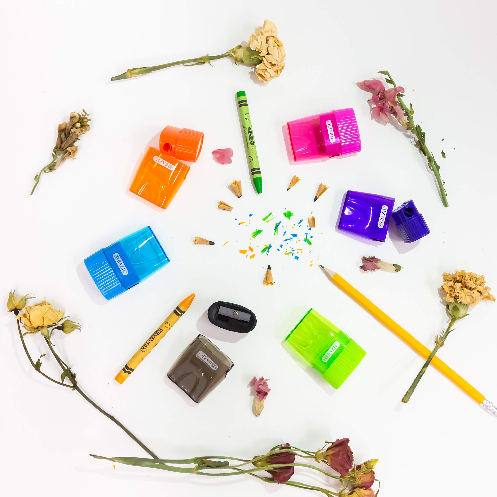 BAZIC Single Hole Pencil Sharpener - 6-Pack Standard Blade Sharpener for Office & School Use - Perfect for Pencils, Crayons & Art Supplies - Ideal for Classrooms, Home Office & Drawing Stations