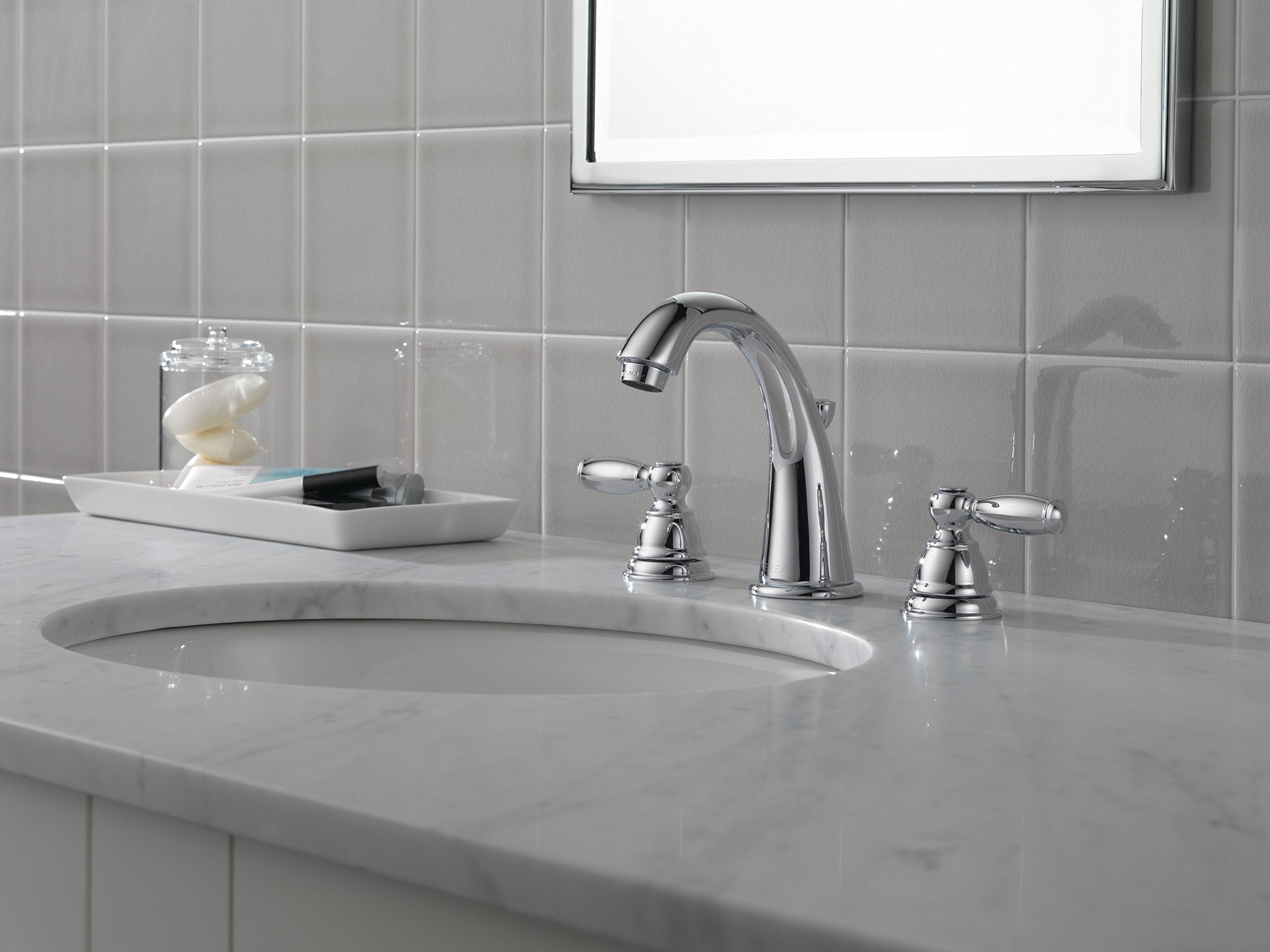 Peerless Chrome 3-Hole Widespread Bathroom Sink Faucet with Drain Assembly - Modern Bathroom Vanity Faucet for Bathroom Sink, Perfect for Home Renovation & Bathroom Upgrade