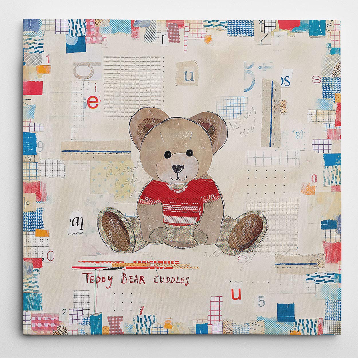 Renditions Gallery Teddy Bear Cuddles Animal Wall Art Decor - 32x32 Inch Nursery, Kids Room & Playroom Decor - Perfect for Baby Showers, Birthday Gifts & Cozy Bedroom Accents