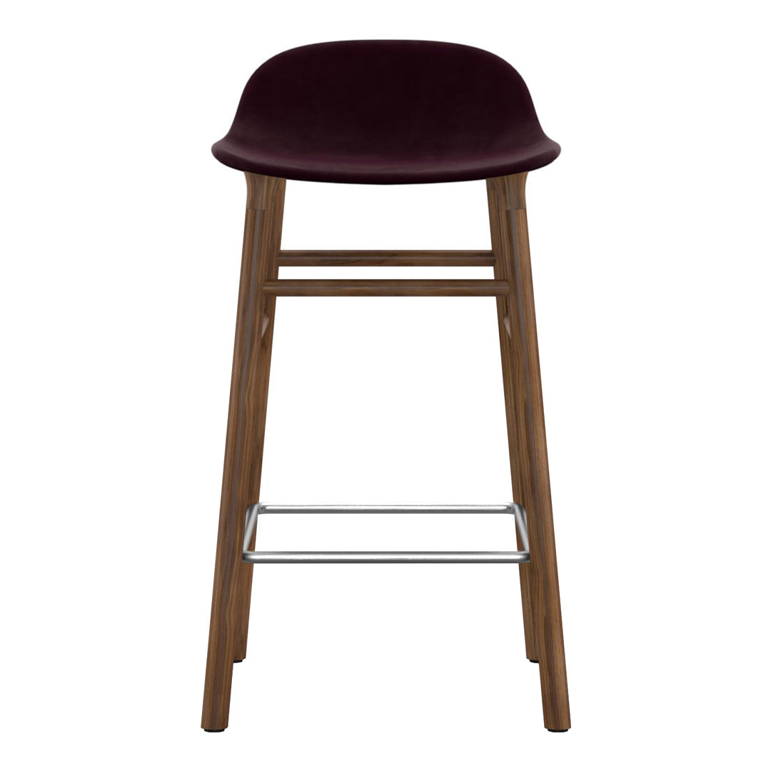 Modern Form Bar Stool with Wooden Legs & Upholstered Seat - Perfect for Kitchen Islands, Home Bars & Dining Counter Height Tables