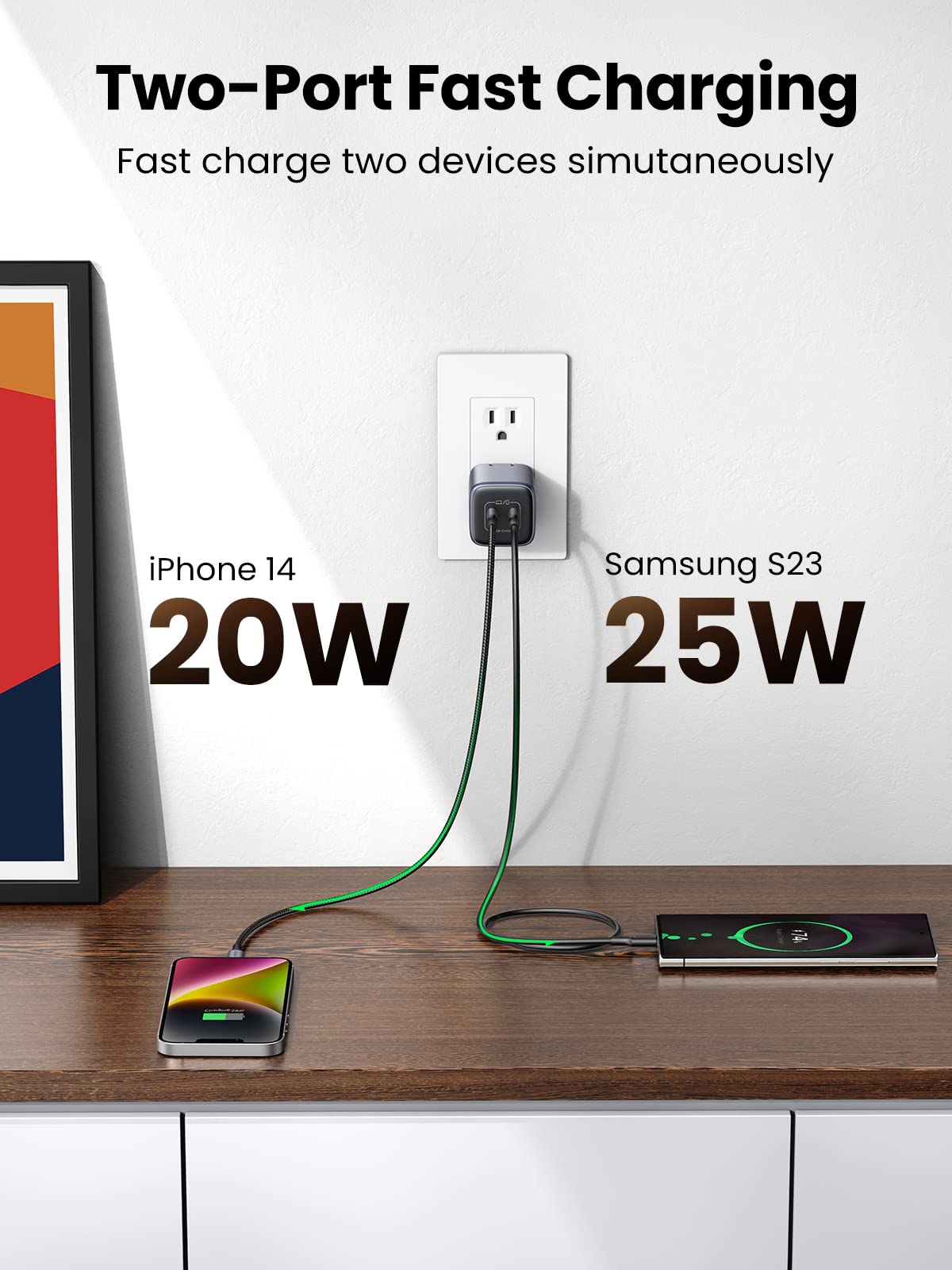 UGREEN Nexode 45W GaN USB C Fast Charger with 100W Cable - Compact Foldable PPS Charger for Galaxy S24/S23/S22, iPhone 15/14, iPad Pro, MacBook Air, Pixel - Perfect for Travel, Office & Home Charging