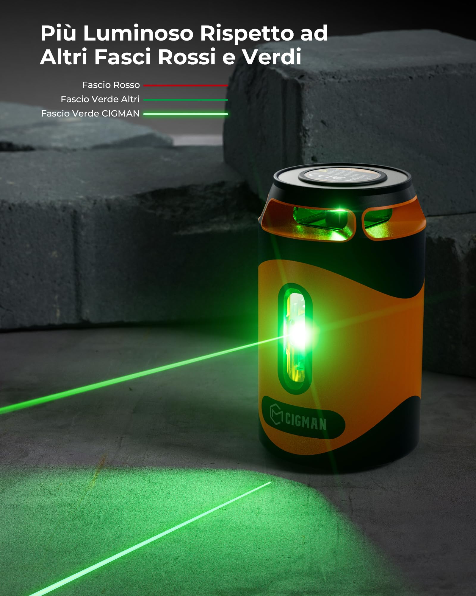 CIGMAN 360° Self-Leveling Green Cross Line Laser Level with Tripod - 100Ft Range, Rechargeable Battery & Pulse Mode - Perfect for Construction, Picture Hanging, Tile Installation & DIY Projects - Includes L-Bracket & Carry Pouch