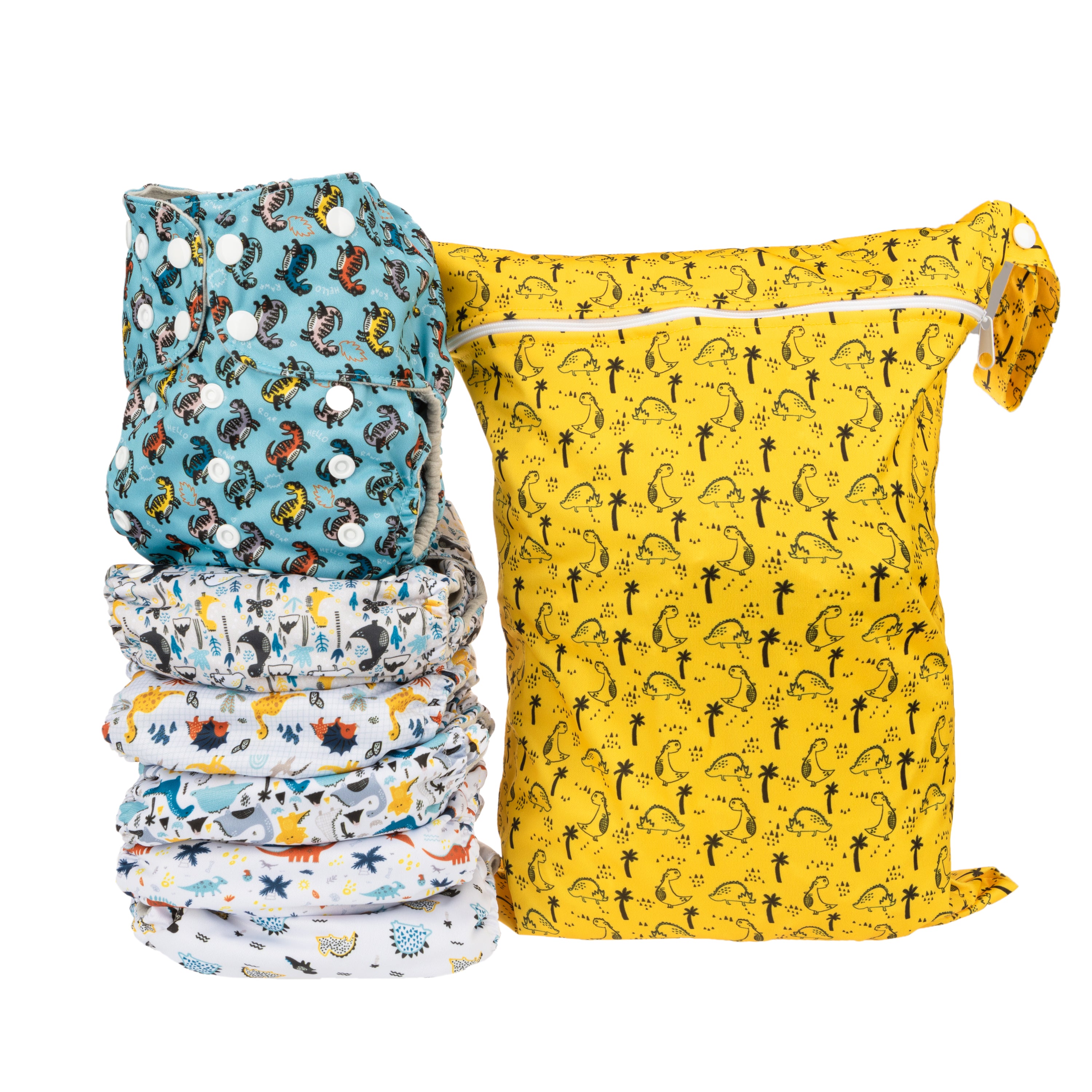 Simple Being Dinosaur Print Unisex Reusable Cloth Diapers - Eco-Friendly Washable Baby Diaper for Boys & Girls - Perfect for Daycare, Travel and Home Use
