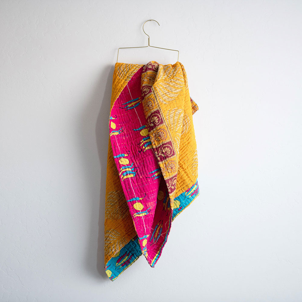 Soft Kantha Baby Blanket CB9031 - Handmade Cotton Swaddle Blanket for Newborns & Infants - Perfect for Nursery, Stroller, and Travel