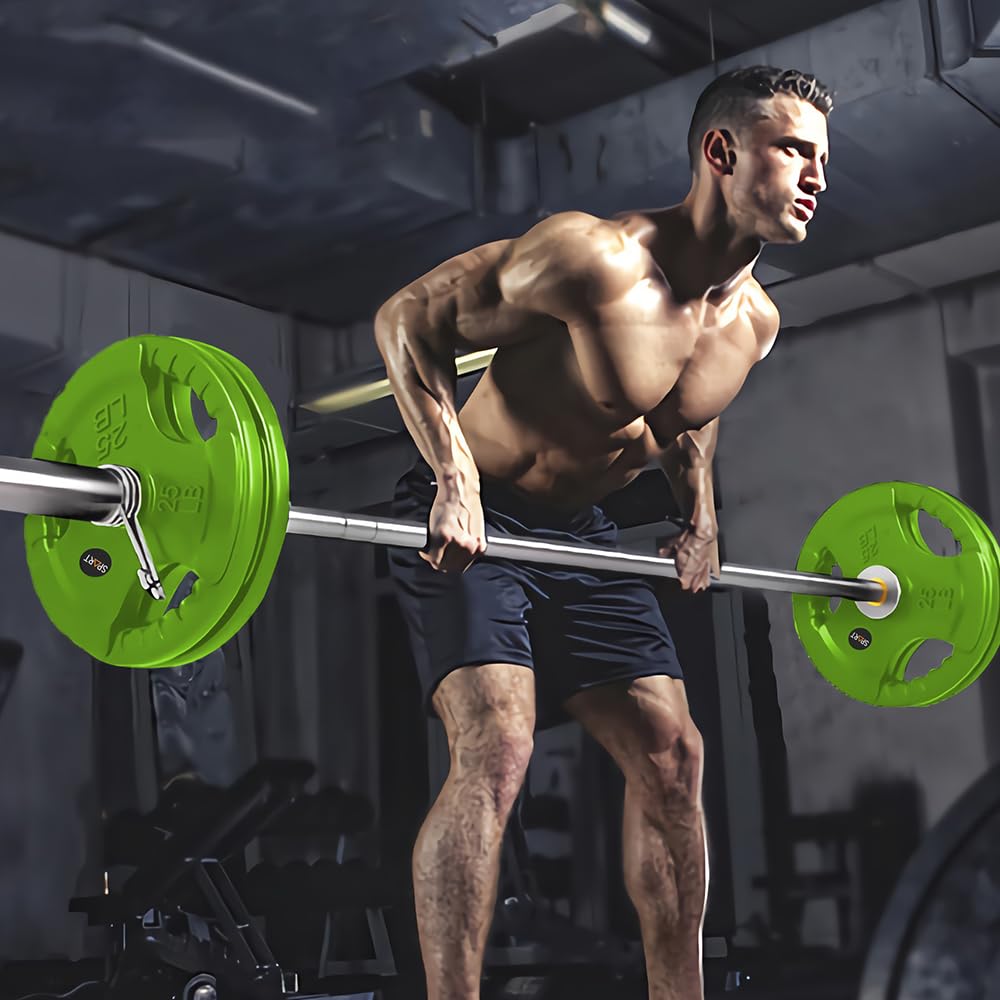 SPART 2-Inch Olympic Rubber Coated Weight Plates - 2.5LB to 45LB for Strength Training, Weightlifting & Bodybuilding - Durable Cast Iron Plates with 2-Year Warranty - Perfect for Home Gym, CrossFit & Commercial Fitness Centers