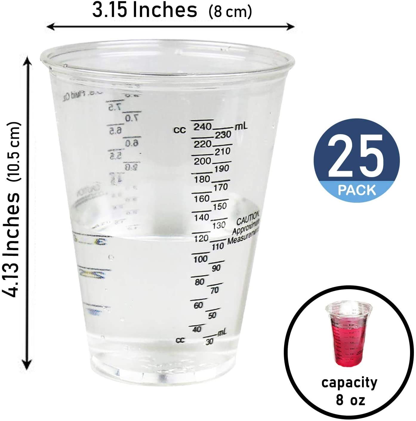 Epoxy Resin Mixing Cups 10oz (300cc) - Plastic Measuring Cups for Automotive, Art & DIY Projects - Graduated Paint Mixing Containers (Pack of 25) - Perfect for Resin Casting, Jewelry Making & Home Repairs