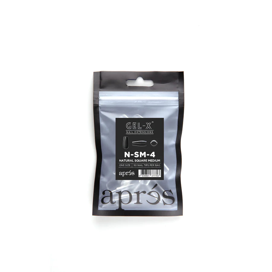 Apres Gel X Refill Tips 2.0 - 50pc Natural Medium Square Nail Extensions for Salon & DIY Manicures | Perfect for Acrylic Nails, Gel Polish & Nail Art Designs