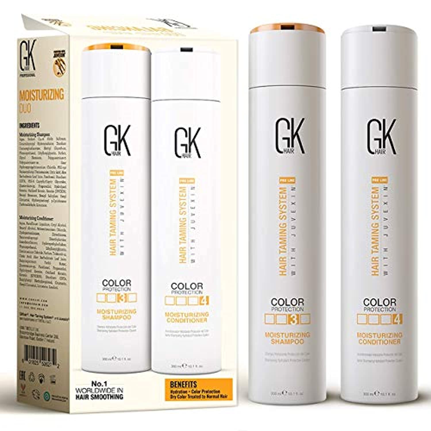 GK HAIR Global Keratin Moisturizing Shampoo & Conditioner Set (10.1 Fl Oz/300ml) - Sulfate & Paraben-Free for Color Treated Hair - Hydrating Daily Cleanser for Dry to Normal Hair - Men & Women - Perfect for Salon-Quality Hair Care at Home