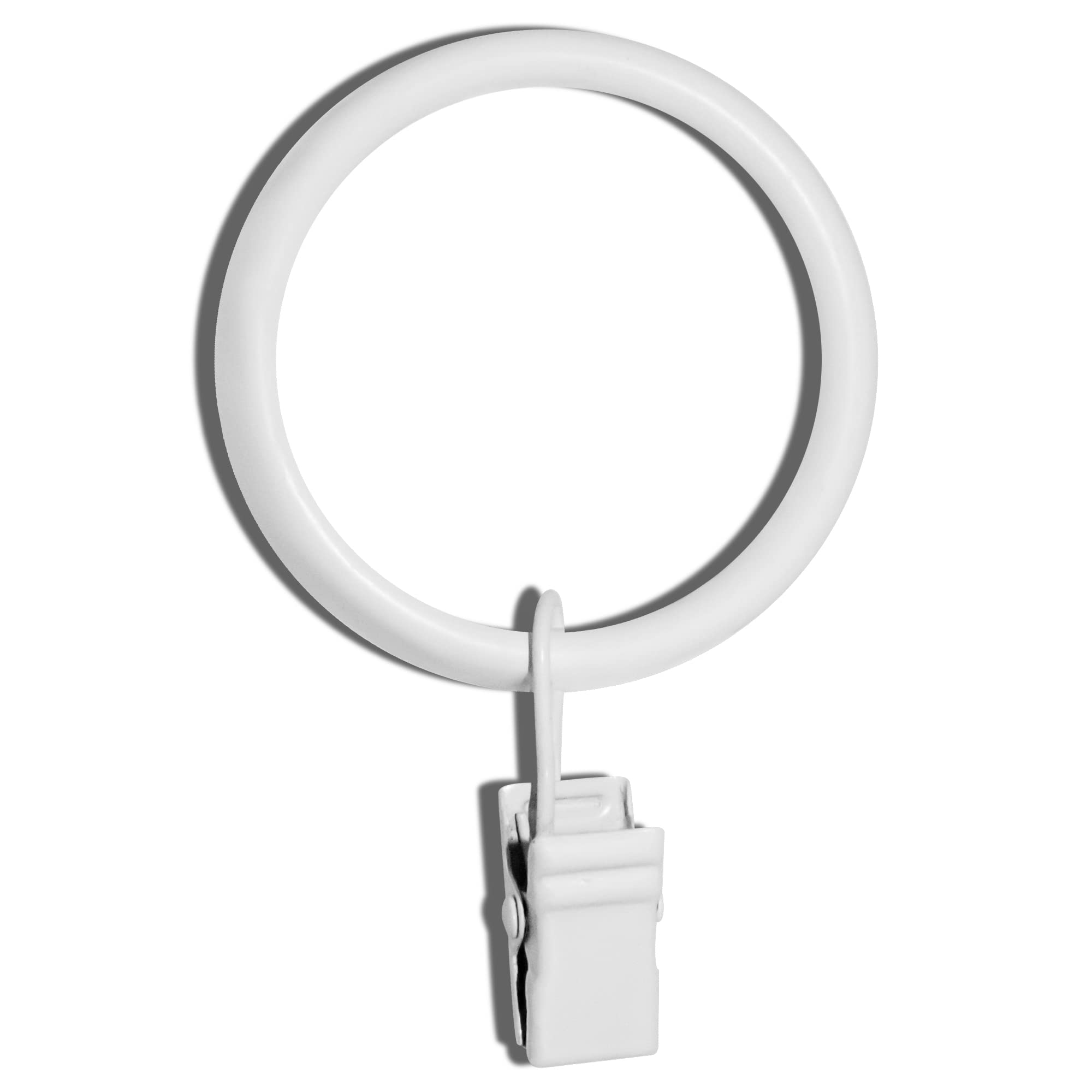 TRMESIA White Curtain Rings with Clips - 15 Pack, 1.5