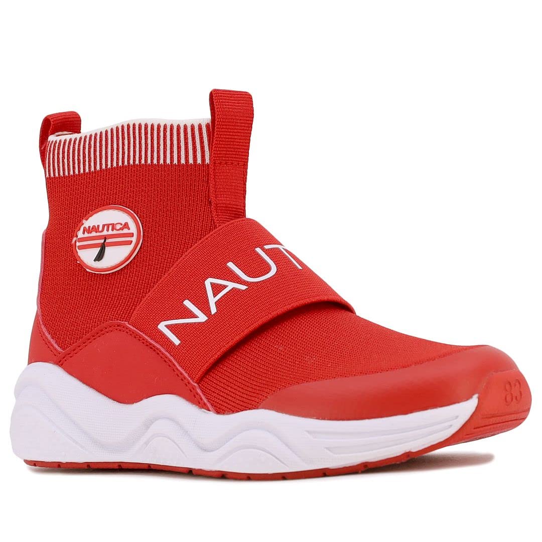 Nautica Kids Silas High-Top Sock Slip-On Sneakers with Extra Ankle Support - Boys & Girls Toddler to Big Kid Sneakers for School, Play & Everyday Comfort