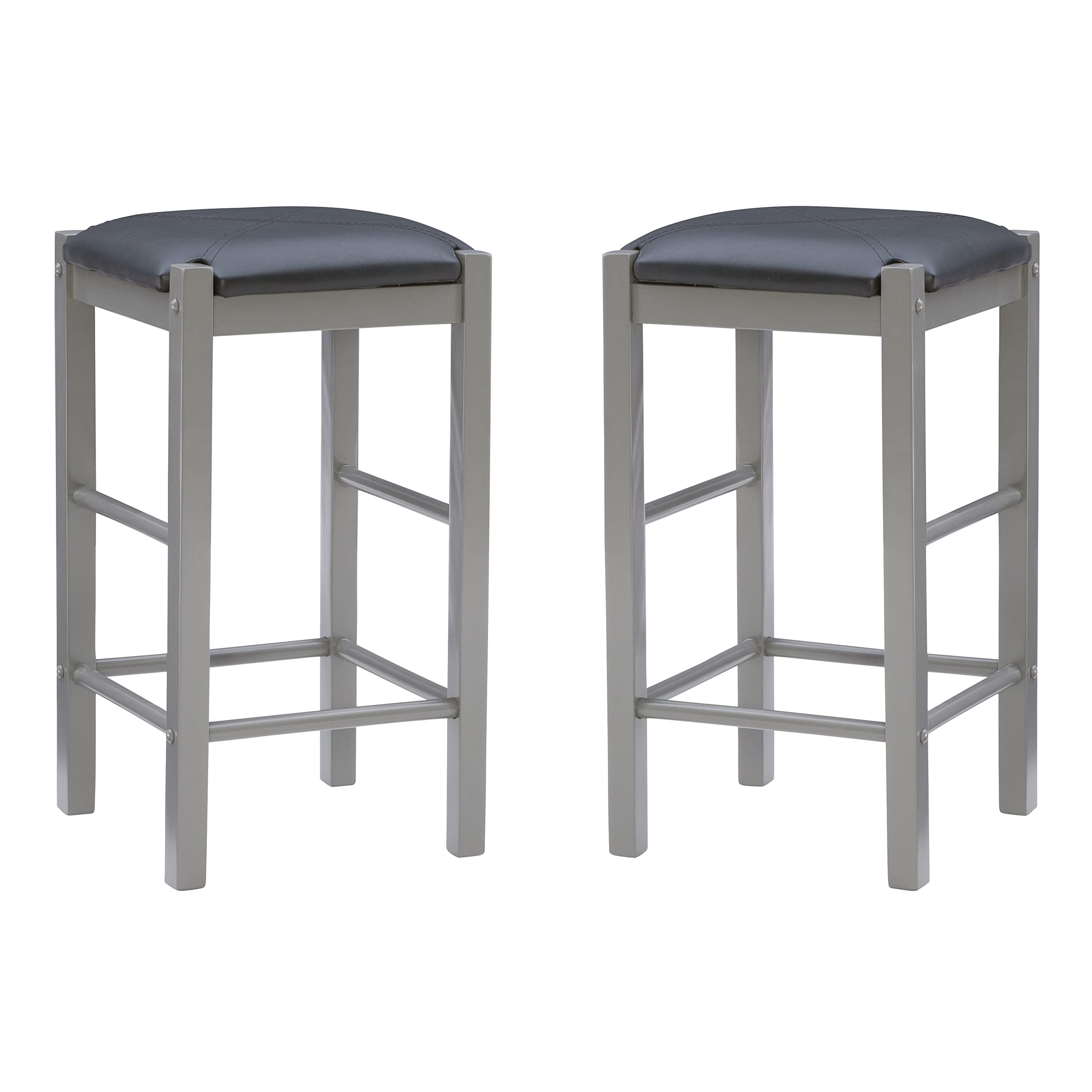 Linon Grey and Faux Marble 3-Piece Tavern Set - Bar Height Table with 2 Stools for Kitchen, Dining Room, or Pub Decor