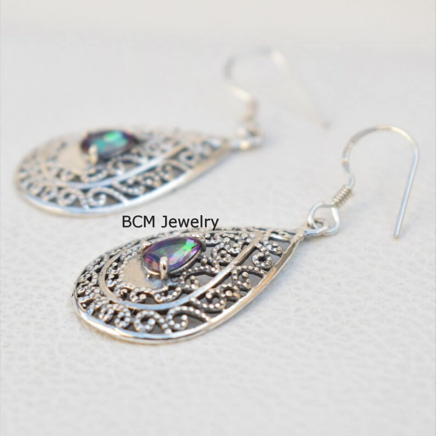 925 Sterling Silver Earrings for Women & Girls - Mystic Quartz Gemstone Bridesmaid Gift Jewelry | Elegant Christmas Present for Her | Perfect for Weddings, Parties & Special Occasions