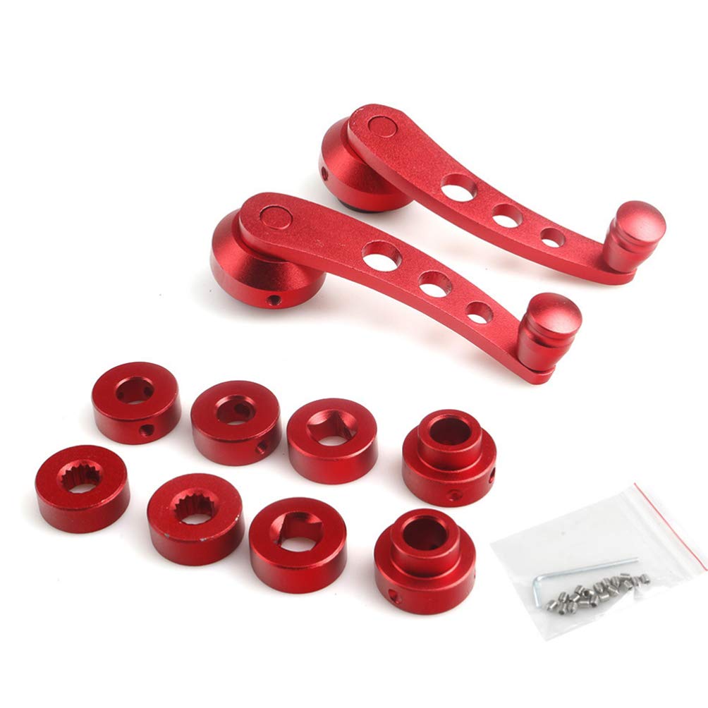 Veemoon Car Window Crank Handle Replacement Set - Universal Window Winder Riser with Mounting Hardware - Durable Red Auto Accessories for Jeep, Truck & SUV Interior Upgrades