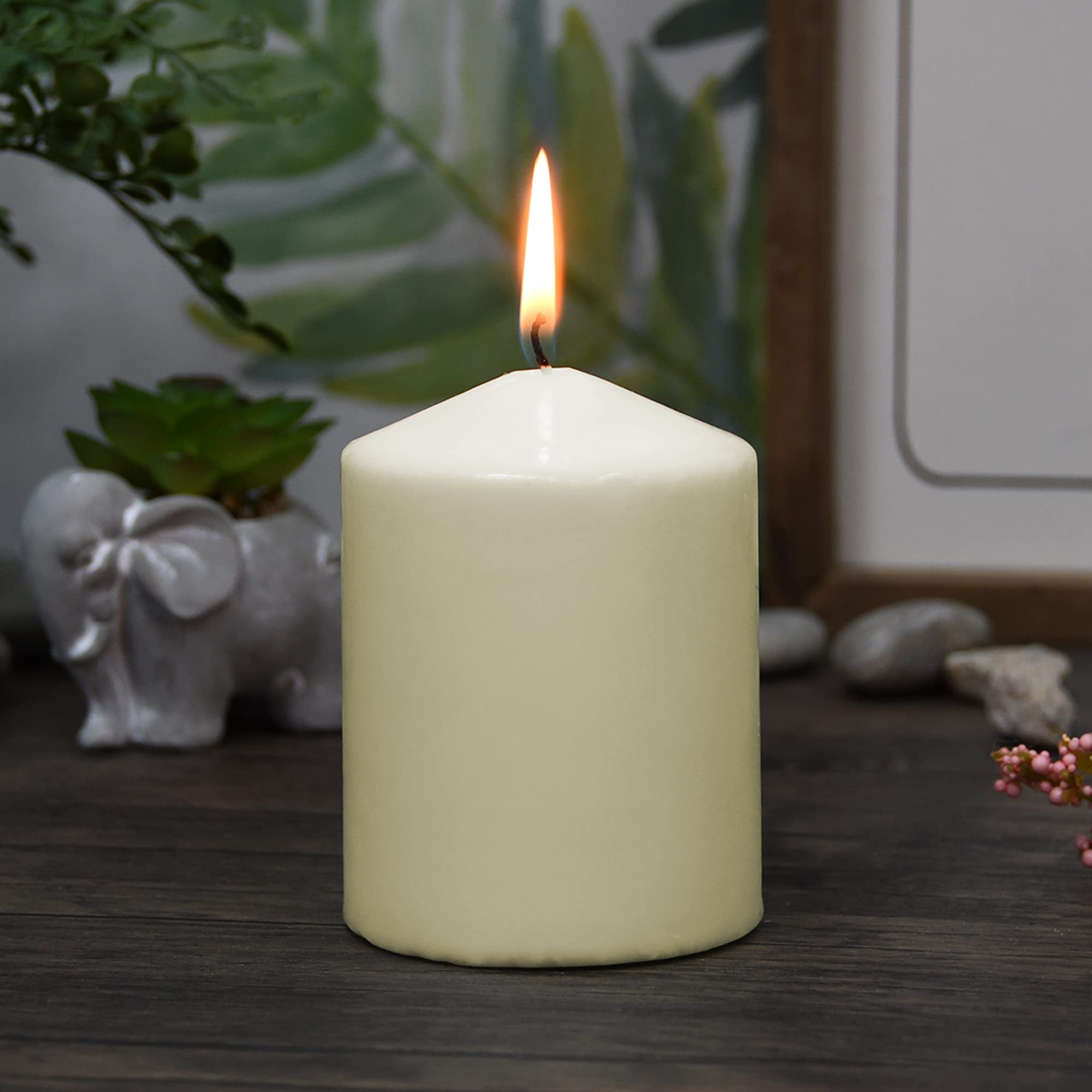3 Pack Ivory Pillar Candles 3x4 Inch - Pressed & Over-Dipped for Long Burn Time - Perfect for Weddings, Home Decor, and Romantic Ambiance