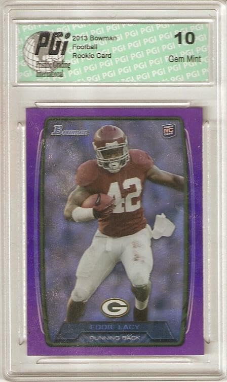 2013 Eddie Lacy Bowman Refractor SP Super Short Print Rookie Card PGI 10 Graded - Rare Football Collectible for NFL Fans, Sports Memorabilia Display & Investment Collection