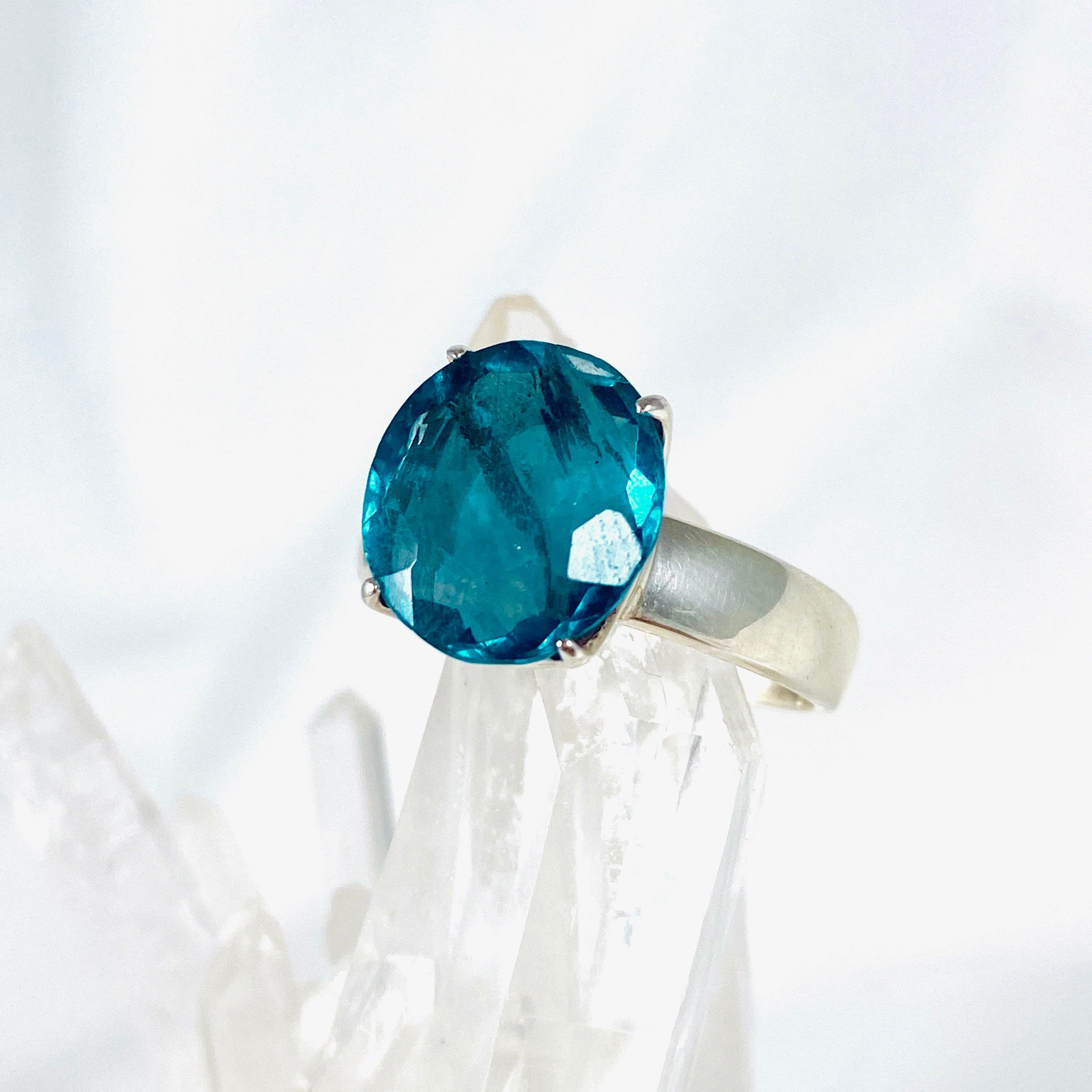 Fluorite Oval Faceted Ring - Size 9.5 - PRGJ306a - Elegant Gemstone Jewelry for Women, Perfect for Weddings, Parties & Special Occasions