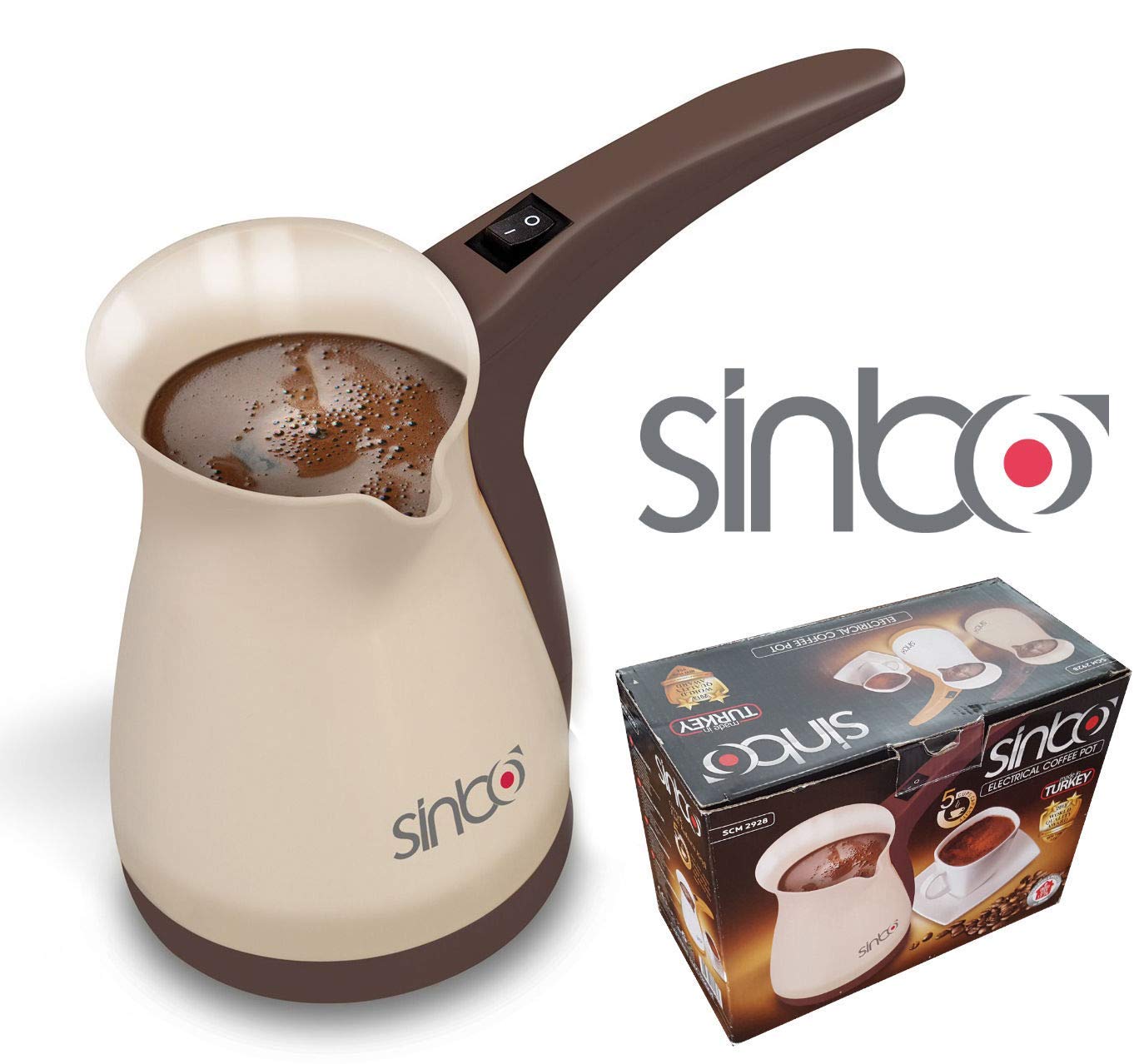Sinbo SCM-2928 Electric Greek Turkish Coffee Maker Machine - 300W Stainless Steel Briki Ibrik Pot for Authentic Coffee - Perfect for Home, Office & Gift Giving