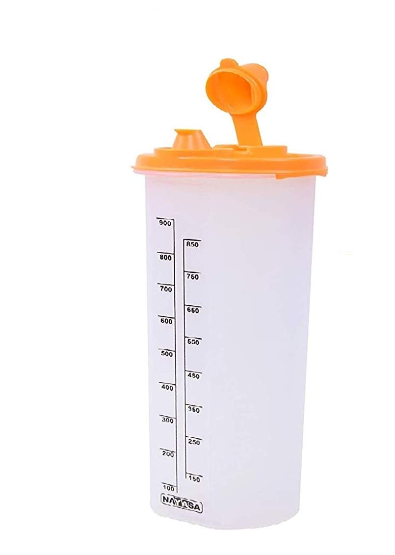 DOVEAZ 600ML Plastic Oil Dispenser for Kitchen - Leak-Proof Oil Storage Container with Non-Drip Spout (Orange, Pack of 1) - Perfect for Cooking, Baking & Salad Dressing