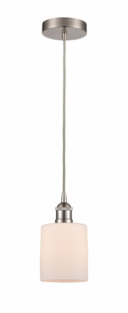 Industrial Style Mini Pendant Light - 1 Light Brushed Satin Nickel Finish - 9.75