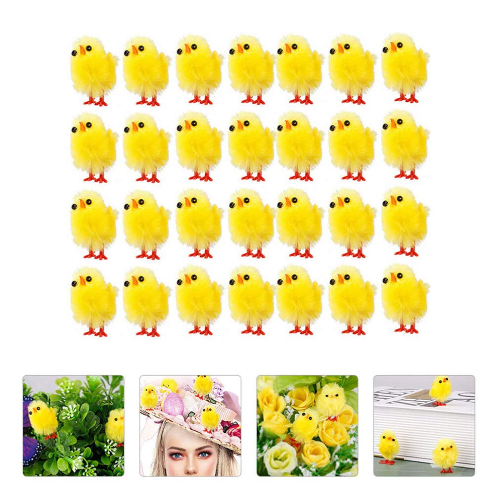 ARTIBETTER 120pcs Mini Easter Chicks Plush Toys - Small Chenille Stuffed Chicks for Easter Bonnet Decorations, Party Favors, Basket Fillers & Spring Home Decor - Cute Yellow Easter Decor for Kids & Toddlers
