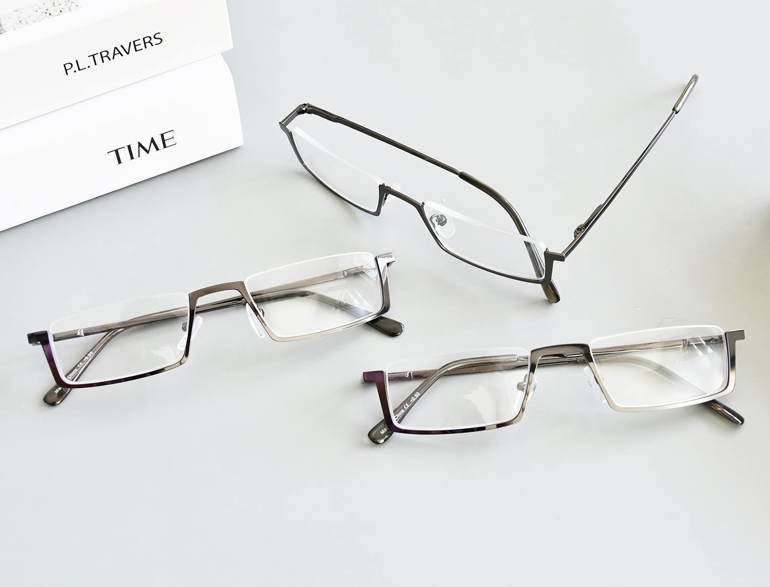 LUR Reading Glasses 3 Pack - Metal Half-Rim Readers for Men & Women (Gunmetal) | Lightweight & Durable Eyewear for Reading, Office, and Daily Use
