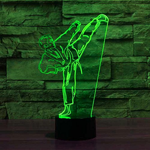 3D Gradient Karate Taekwondo Night Light - 7 Color Changing LED Table Lamp with Optical Illusion Effect for Desk, Home Decor, Kids Room, Birthday Gift - Perfect for Martial Arts Enthusiasts, Children's Bedroom, and Christmas Decorations