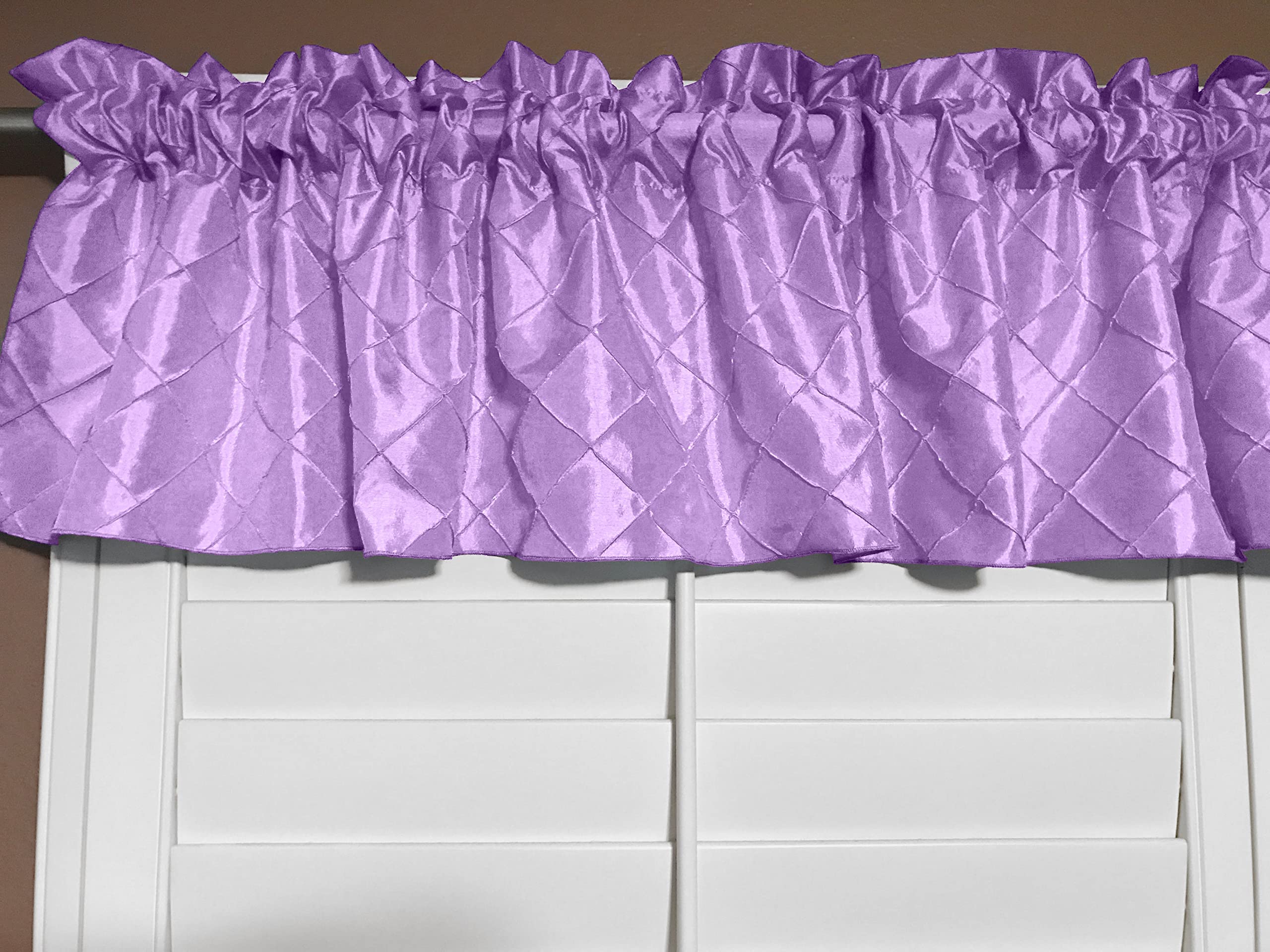 Decorative Pintuck Taffeta Cross Stitch Diamond Pattern Window Valance - 54