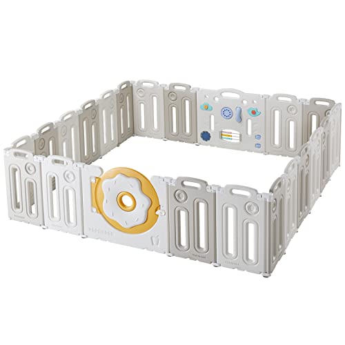 Albott 22-Panel Donut-Shaped Baby Playpen - Sturdy & Safe Play Center for Toddlers & Kids - Indoor/Outdoor Portable Baby Fence with Gate - Perfect for Playrooms, Backyards & Daycare Centers