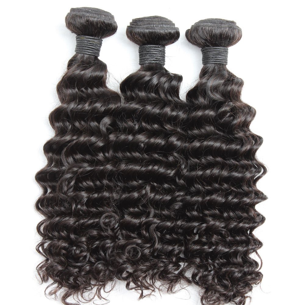 Remy Brazilian Virgin Hair Bundles 3-Pack Deep Wave Human Hair Extensions 26