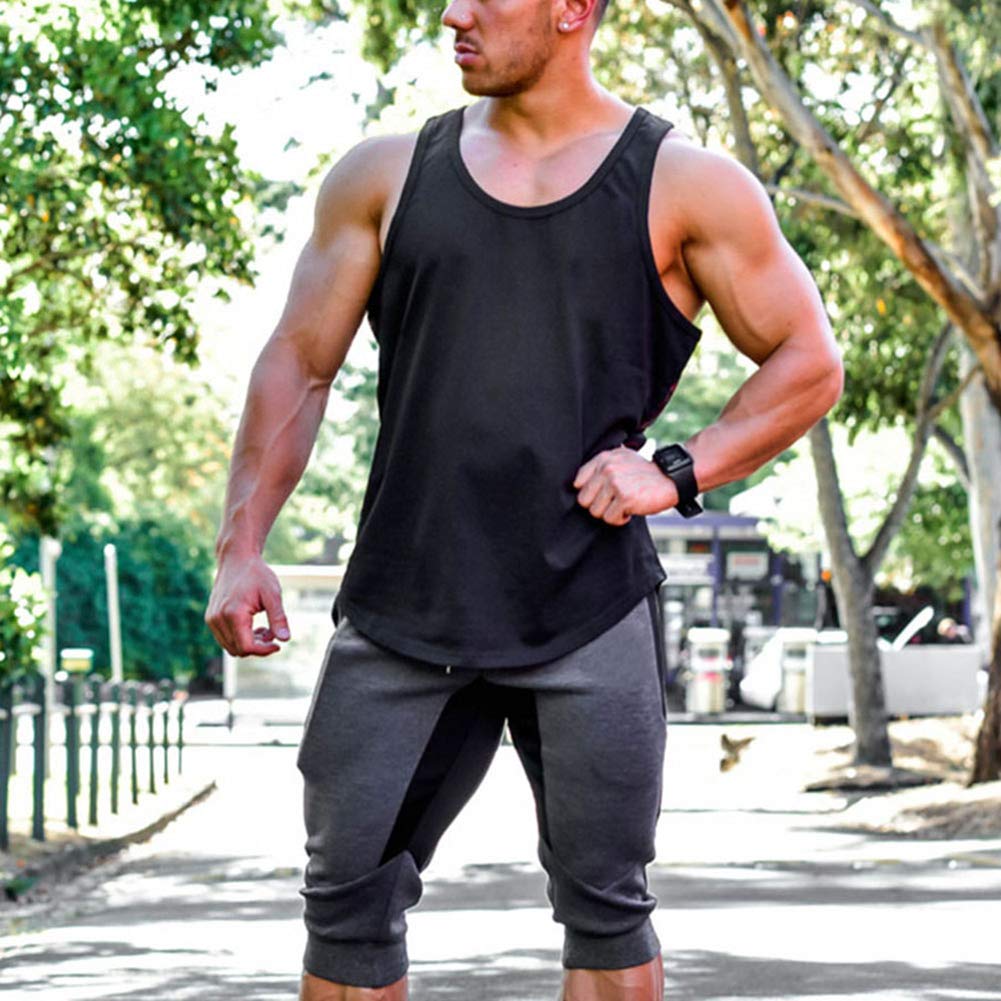 Men's 3/4 Length Cotton Jogger Pants with Zipper Pockets - Breathable Casual Running Capri for Gym Workout & Outdoor Activities | Below Knee Athletic Shorts for Men