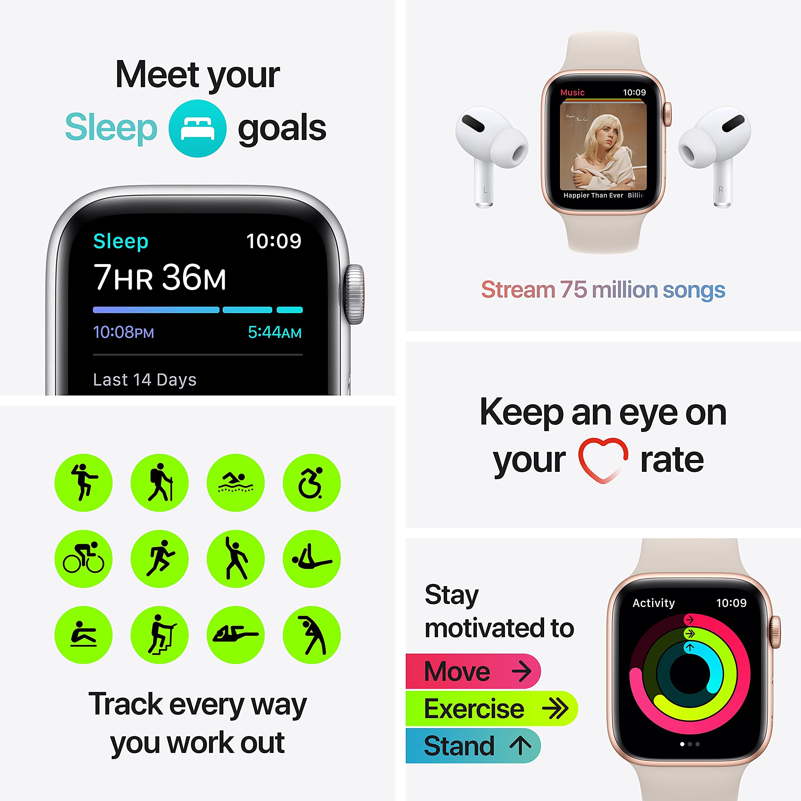 Apple Watch SE (GPS + Cellular, 40mm) - Gold Aluminum Case with Maize/White Sport Band - Certified Refurbished | Perfect for Fitness Tracking, Calls & Notifications on the Go