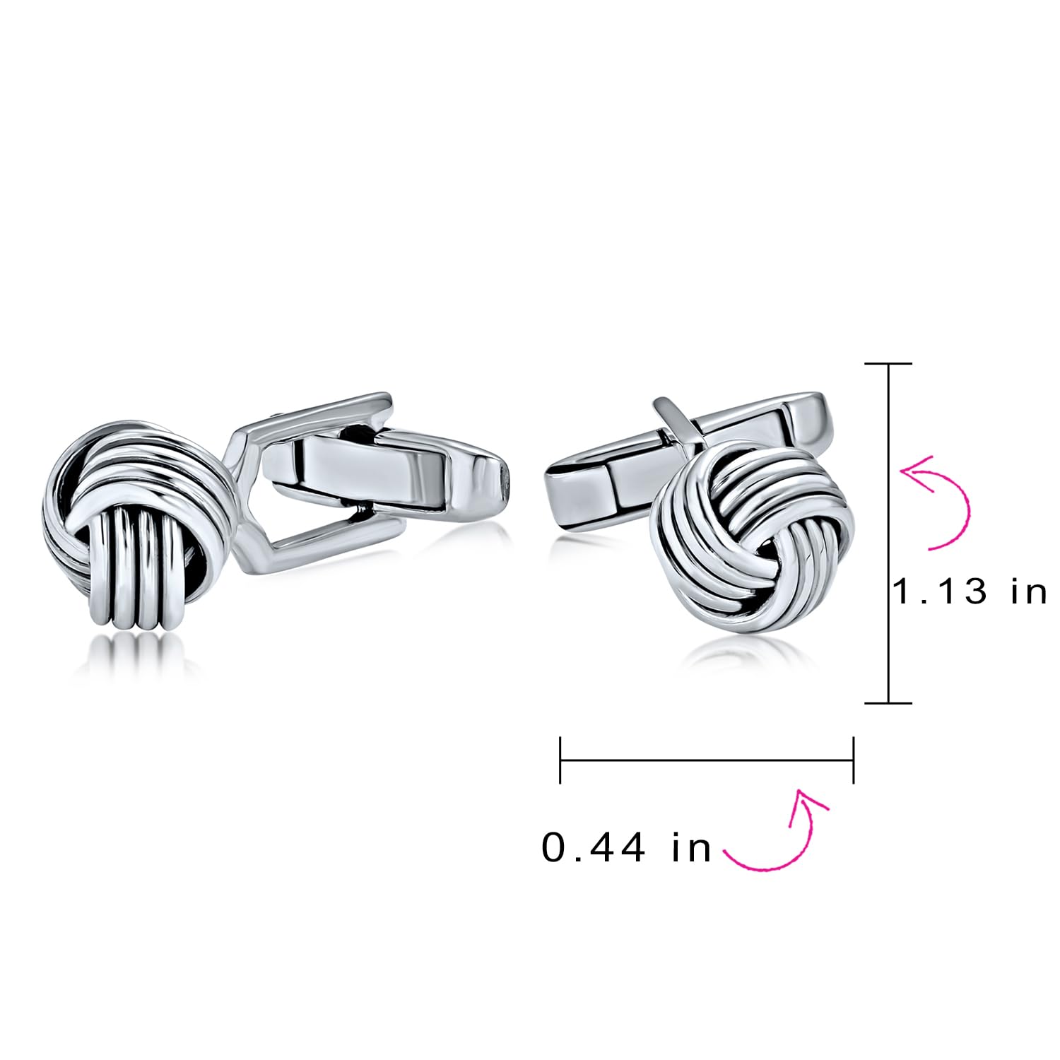 Men's .925 Sterling Silver Twist Love Knot Woven Braided Cable Ball Cufflinks - Executive Grooming Gift with Hinge Bullet Back - Perfect for Weddings, Business Meetings & Formal Occasions