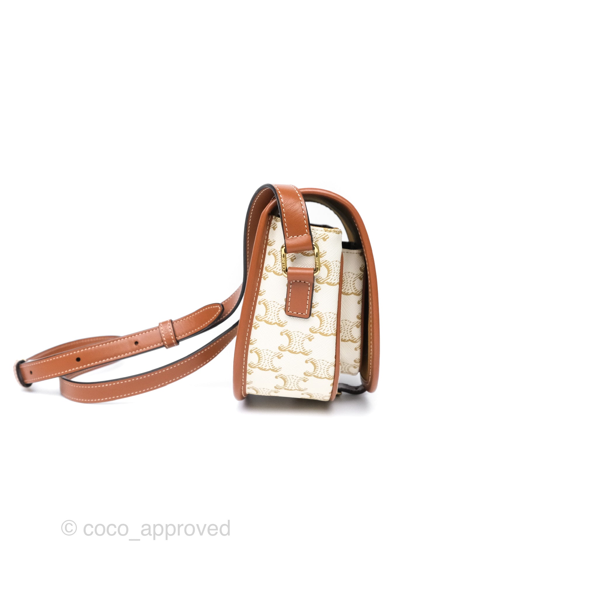 Celine Medium Triomphe Canvas Folco Bag in White - Luxury Handbag for Women, Perfect for Work, Travel & Everyday Use