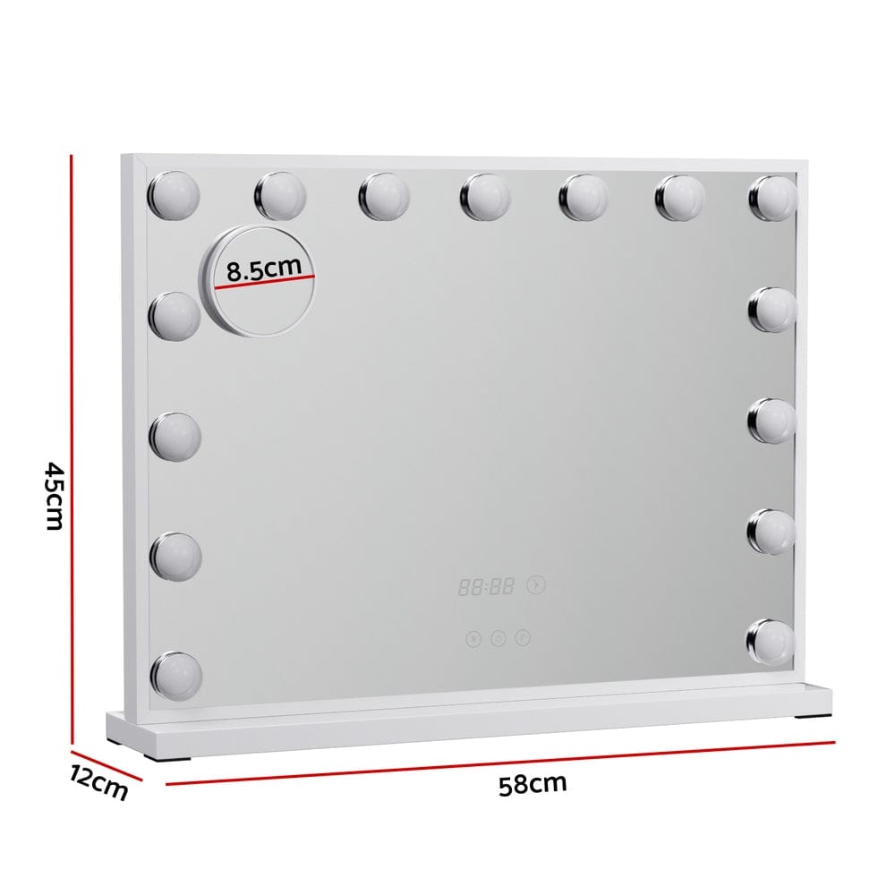 Embellir Hollywood Makeup Mirror with 15 LED Lights - 58x45cm Vanity Mirror with Touch Control & Adjustable Brightness - Perfect for Makeup Application, Skincare Routine, and Salon Use