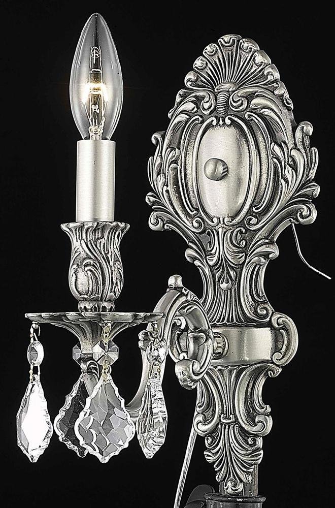 Monarch 1 Light Wall Sconce with Clear Royal Cut Crystal in Pewter Finish - Elegant Lighting for Bedroom, Living Room & Hallway Decor