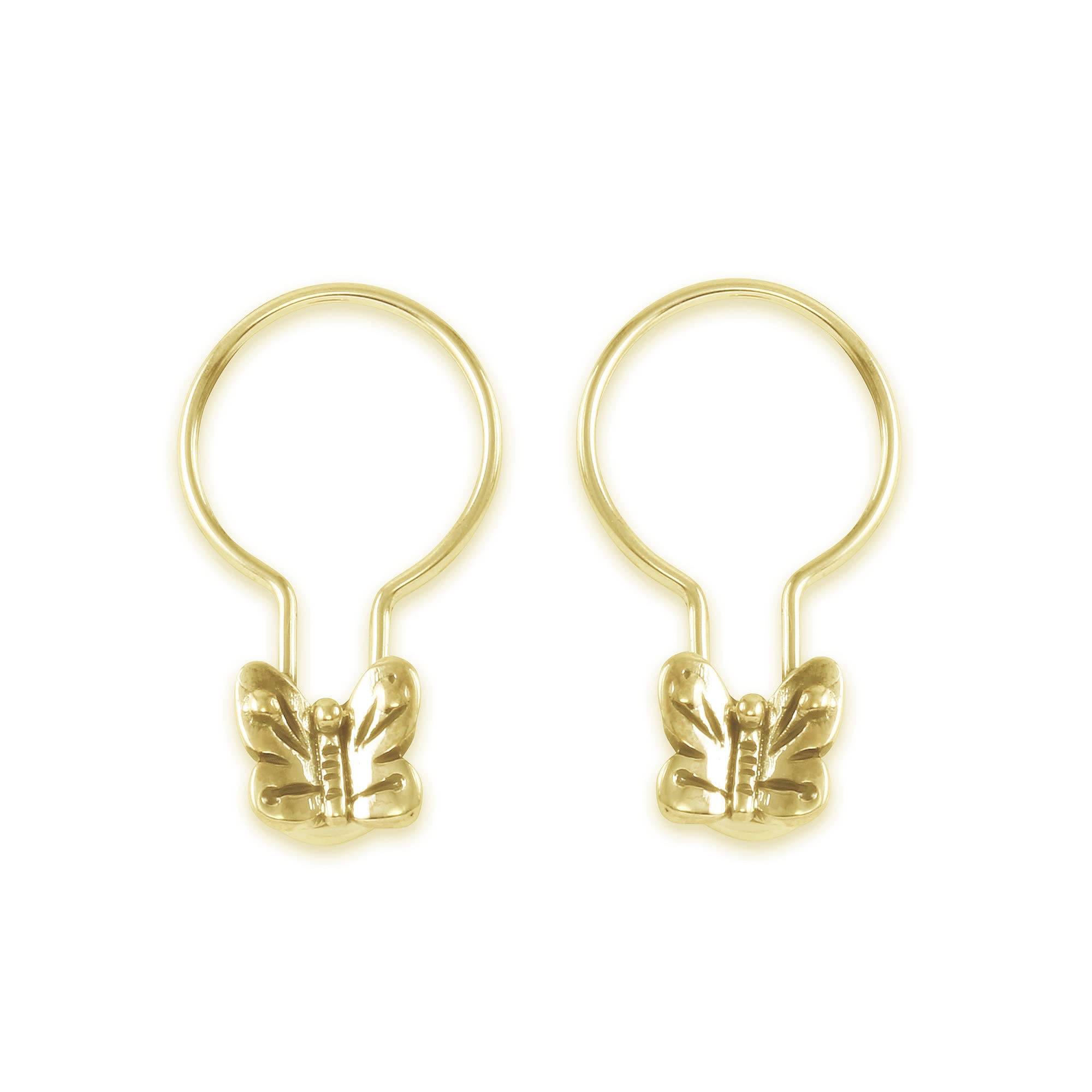 Monte Christo Gold Safety Pin Hoop Earrings for Women - Single Earring, Butterfly Charm Jewelry Gift - Made in USA | Trendy Accessories for Parties, Date Nights & Everyday Wear