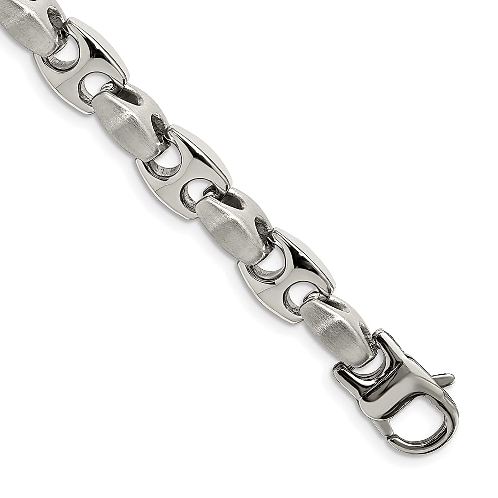 ICE CARATS Brushed Stainless Steel 8.25 Inch Men's Bracelet - Durable Fashion Jewelry Gift for Dad, Husband, Boyfriend - Perfect for Birthdays, Anniversaries & Special Occasions