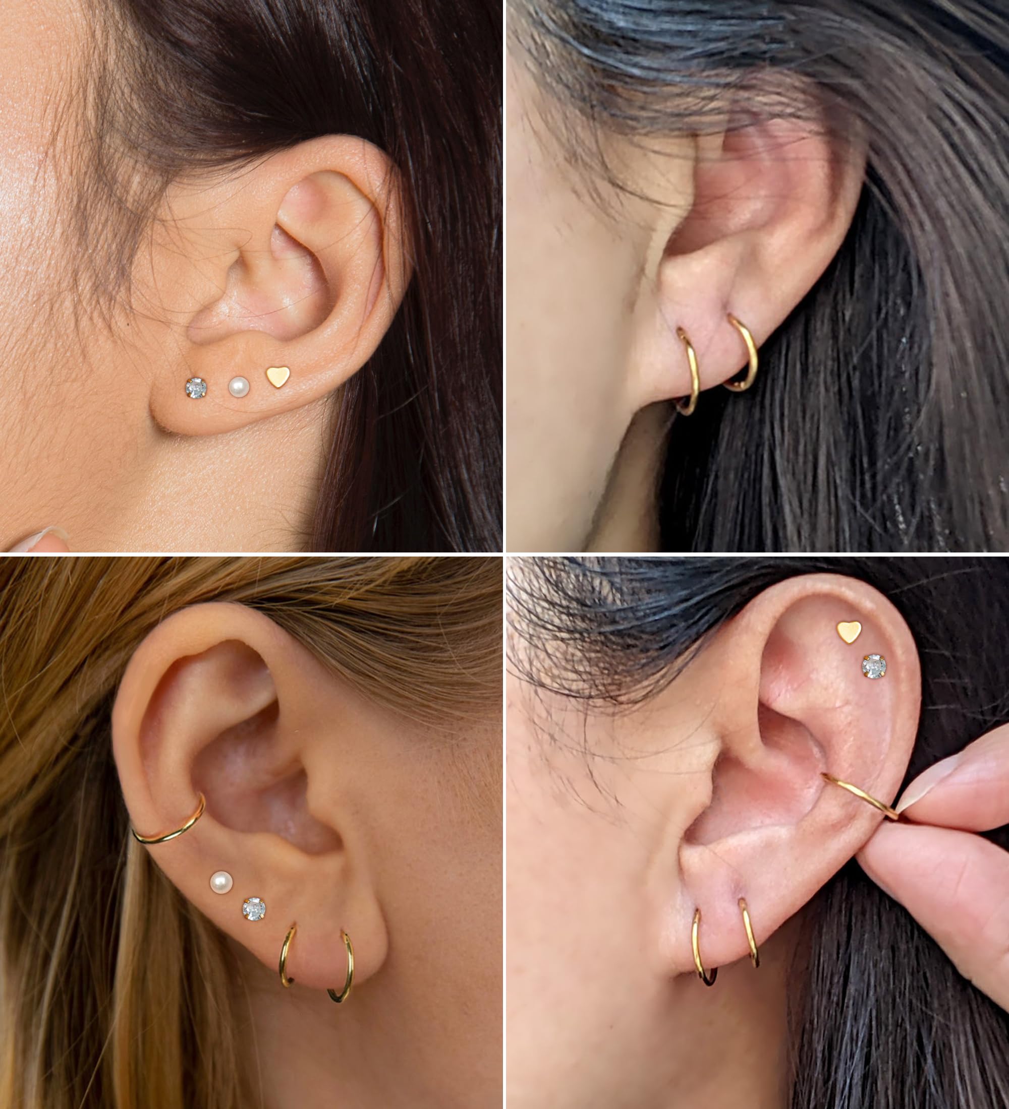 Hypoallergenic Titanium Earrings for Women - 20G Pure Titanium Stud & Hoop Earrings with CZ Heart & Pearl for Sensitive Ears | Flat Back Design for Comfort | Perfect for Daily Wear, Work & Special Occasions