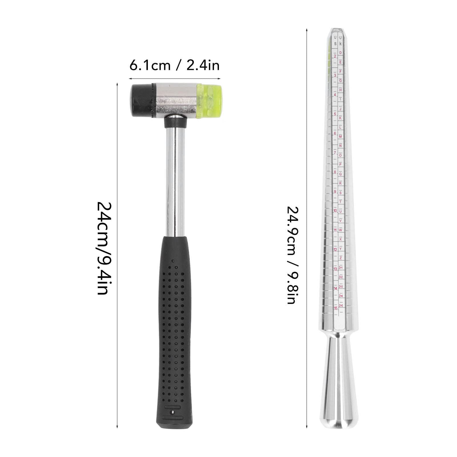 Professional Ring Mandrel & Sizer Set with Rubber Hammer - Jewelry Making Tools for Ring Sizing, Measurement & Repair - Perfect for Jewelers, DIY Crafts, and Ring Resizing at Home or Workshop