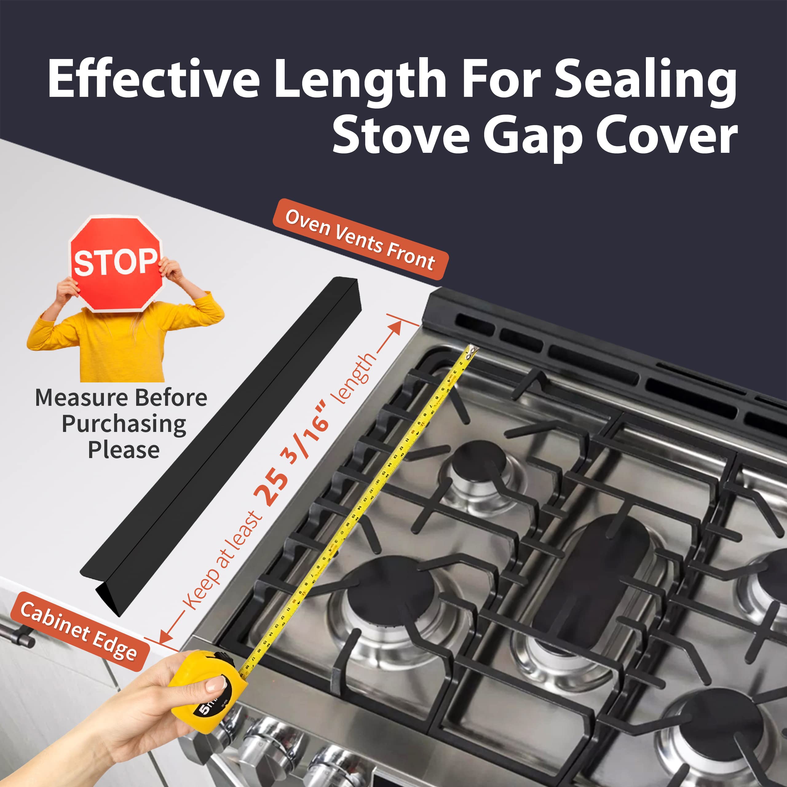 IIIOIIIA Premium L-Shaped Kitchen Stove Gap Cover (2-Pack) - 25.5