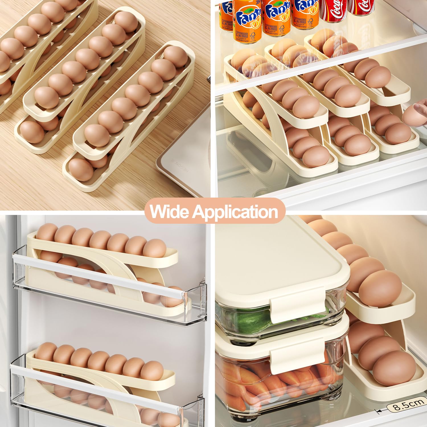 2-Pack Automatic Rolling Egg Holder Dispenser for Refrigerator - Space Saving Double Layer Egg Storage Tray | Perfect for Kitchen Organization & Fresh Egg Preservation