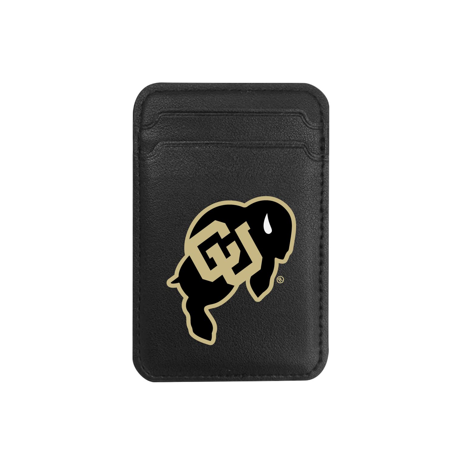 OTM Essentials University of Colorado Magsafe Faux Leather Phone Wallet Sleeve - Magnetic Wallet Case Compatible with iPhone 12/13/14/15 Pro Max - Slim & Lightweight for Magsafe Accessories - Perfect for Campus Life & Travel