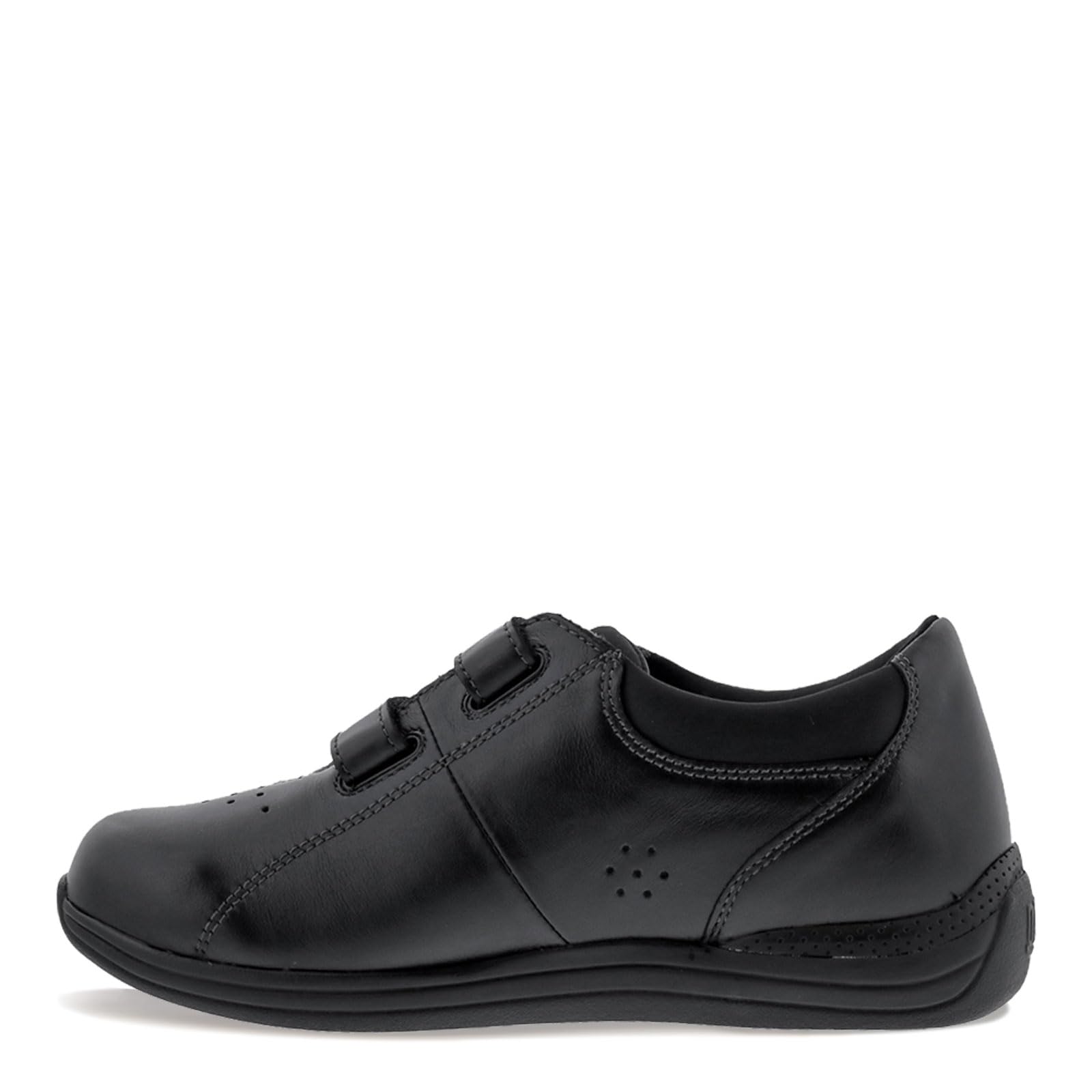 Drew Lotus Women's Velcro Double Strap Comfortable Casual Shoes - Black Calf Leather Slip-On Flats for Walking, Work & Everyday Wear
