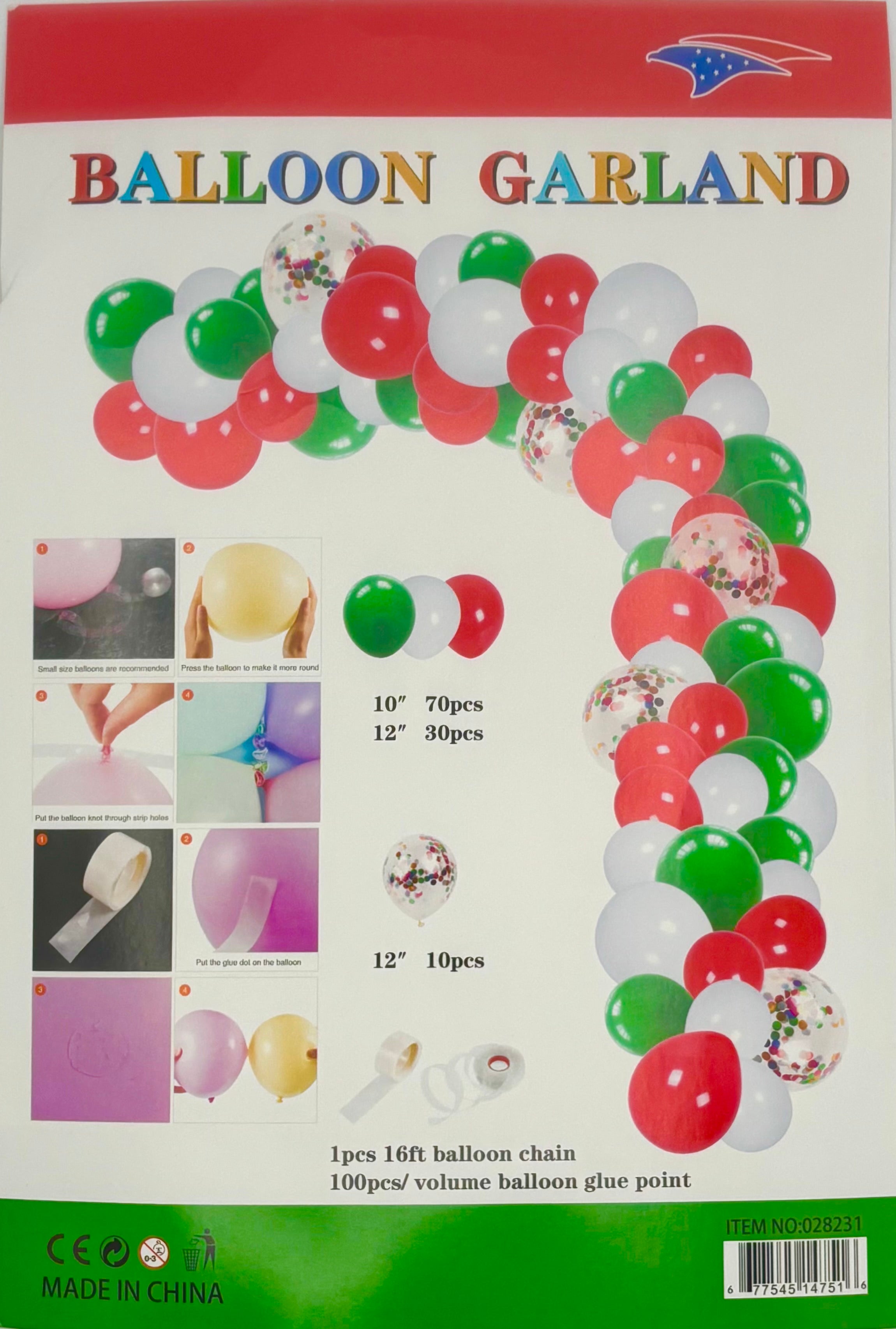Red White & Green Balloon Garland Kit - 1 Count | Perfect for Christmas, Birthday & Party Decorations