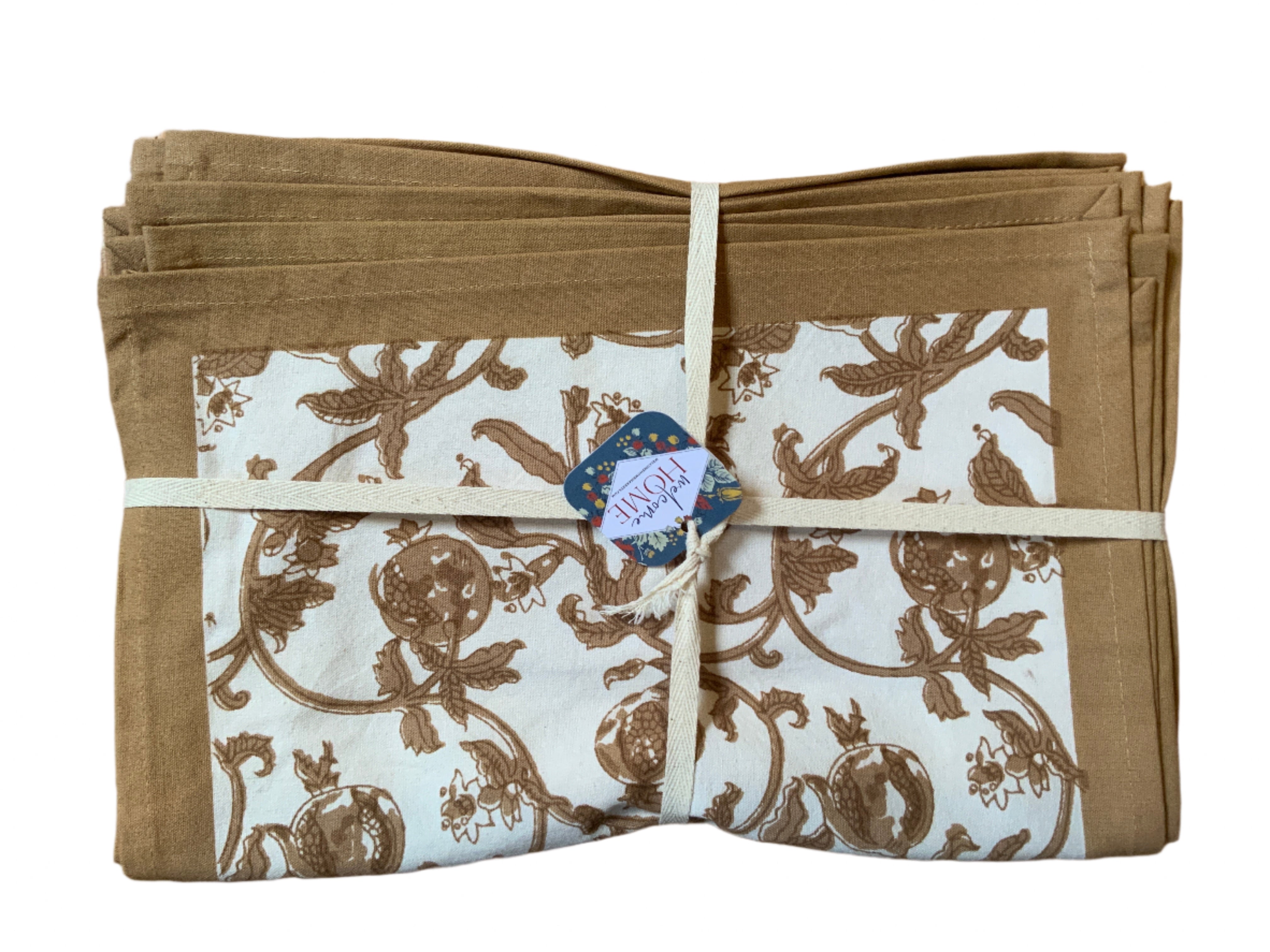 Granada Mustard Placemats Set of 6 - Natural Color Cotton Table Mats for Dining, Kitchen, and Home Decor | Eco-Friendly & Washable