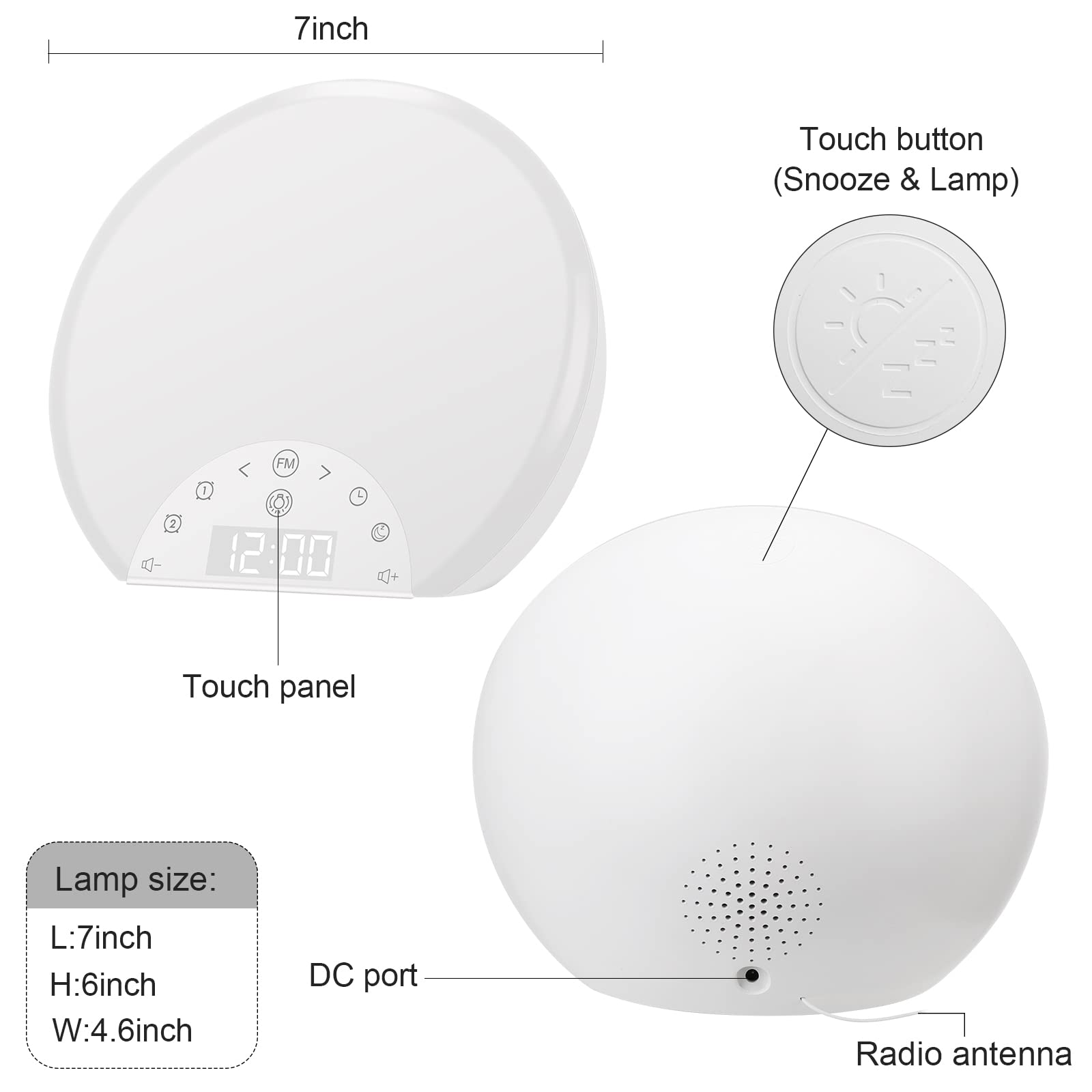 ANTSDALIS Sunrise Alarm Clock with Wake Up Light - Dual Alarms, Snooze & 7 Natural Sounds for Heavy Sleepers, Kids & Adults | 8 Color Night Light, FM Radio | Perfect for Bedrooms, Sleep Aid & Gift Ideas