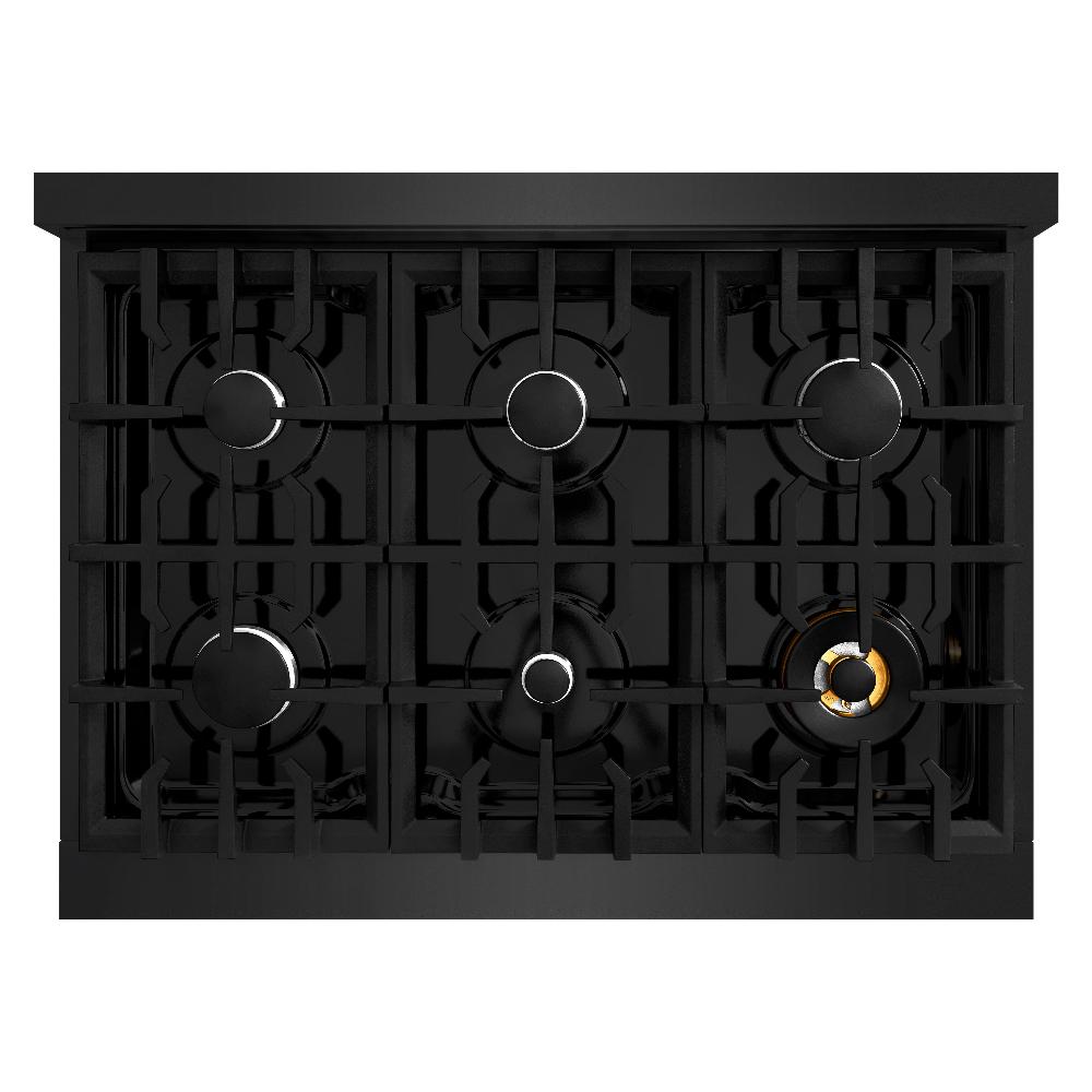 ZLINE 36-Inch 5.2 cu. ft Black Stainless Steel Dual Fuel Range - 6 Burner Gas Cooktop & Electric Convection Oven (CDRB 36) | Professional Kitchen Appliance for Home Chefs & Cooking Enthusiasts