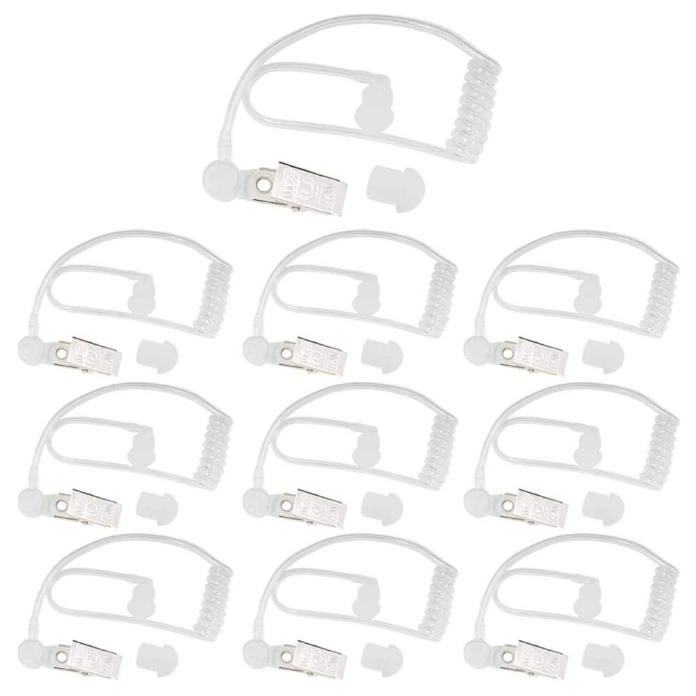 10PCS Replacement Acoustic Coil Audio Mic Tube with Earbuds - Compatible with Motorola Kenwood Icom Two Way Radios - Durable Earpiece Accessories for Clear Communication (Perfect for Security, Construction & Outdoor Work)