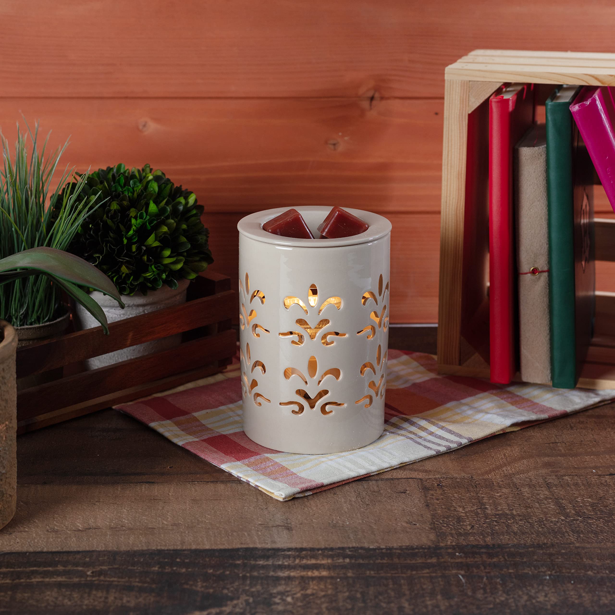 D'Eco Electric Wax Melt Warmer - Plug-in Scented Tart & Candle Warmer with 6 Cinnamon Wax Cubes | Halogen Bulb for Home Fragrance | Perfect for Living Room, Bedroom, Office & Gifts (Housewarming, Wedding)