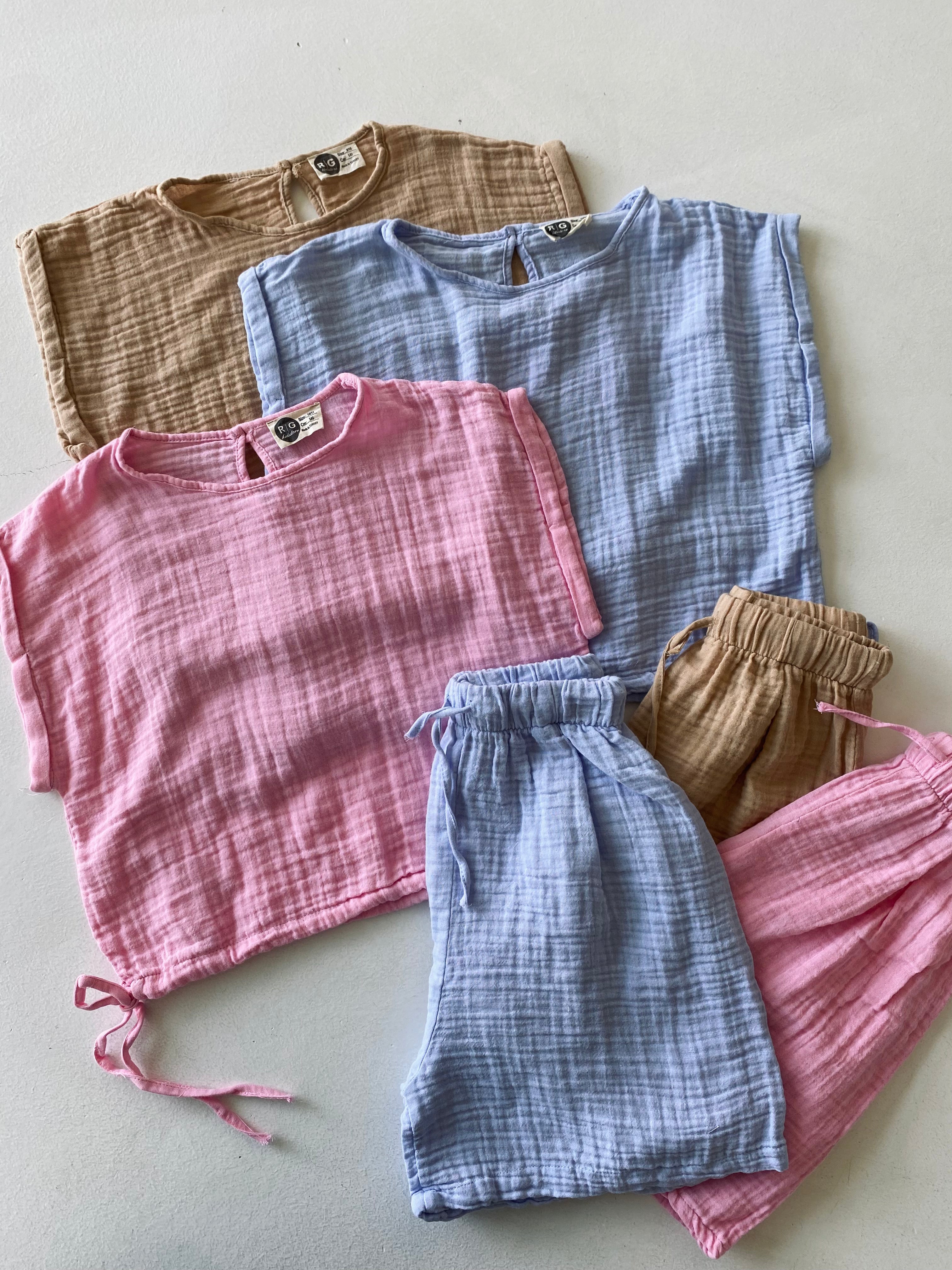 Premium Baby Muslin Shorts Set - Soft & Breathable Cotton for Newborns & Toddlers - Perfect for Summer, Playtime & Sleepwear